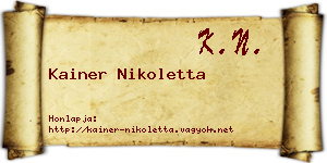 Kainer Nikoletta névjegykártya